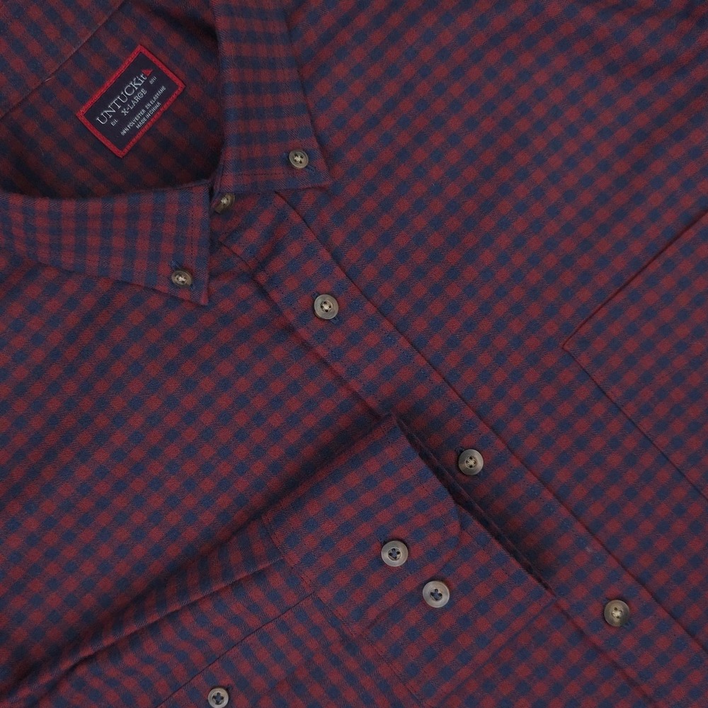 UNTUCKit Shirt Mens XL Blue Red Check Leland Flannel Long Sleeve Button Down